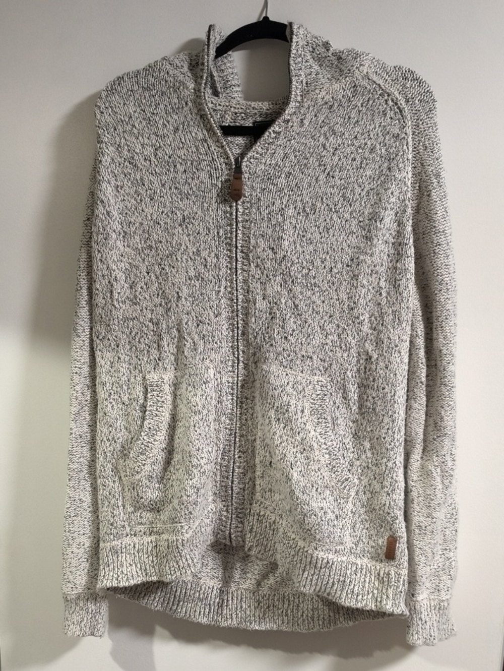 Men's Neutral Marled Full-Zip Sweater Hoodie